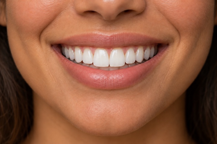 Même sourire fictif avec un exemple de teinte éclaircie