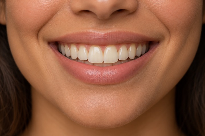Sourire fictif généré pour illustrer une teinte initiale